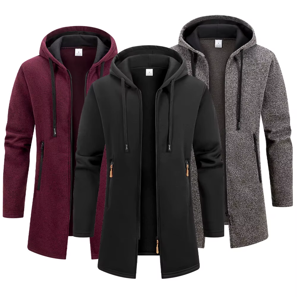 Men's Warm Zip-Up Hooded Jacket
